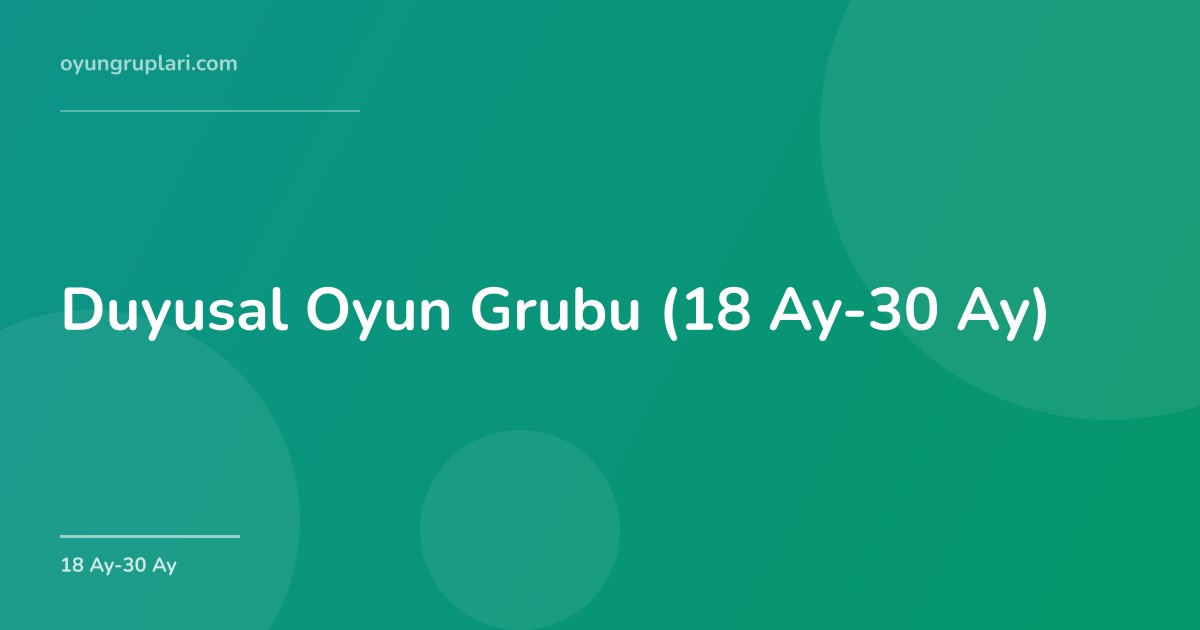 Duyusal Oyun Grubu (18 Ay-30 Ay)